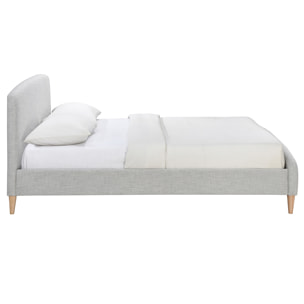 Lit 2 places 160x200 cm en tissu gris clair NIELS