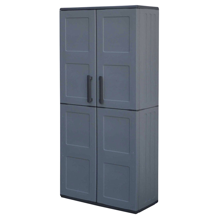 Armario de altura completa en polipropileno, material reciclable y ecológico sostenible, está equipado con bisagras de acero y estantes ajustables, di