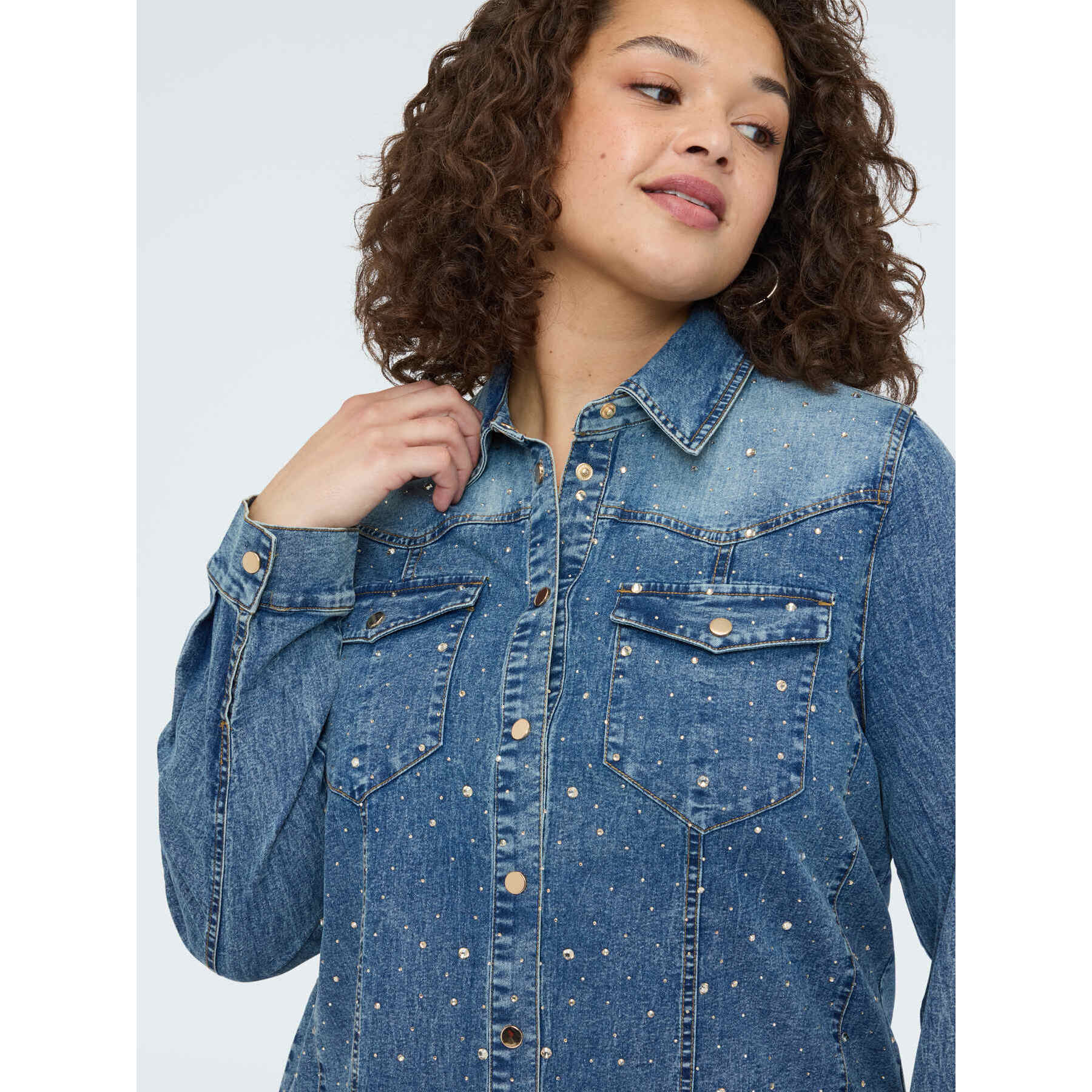 Fiorella Rubino - Camicia in denim con punti luce - Blu