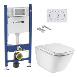 Pack WC suspendu complet avec bâti-support Geberit et WC Roca The Gap Clean Rim