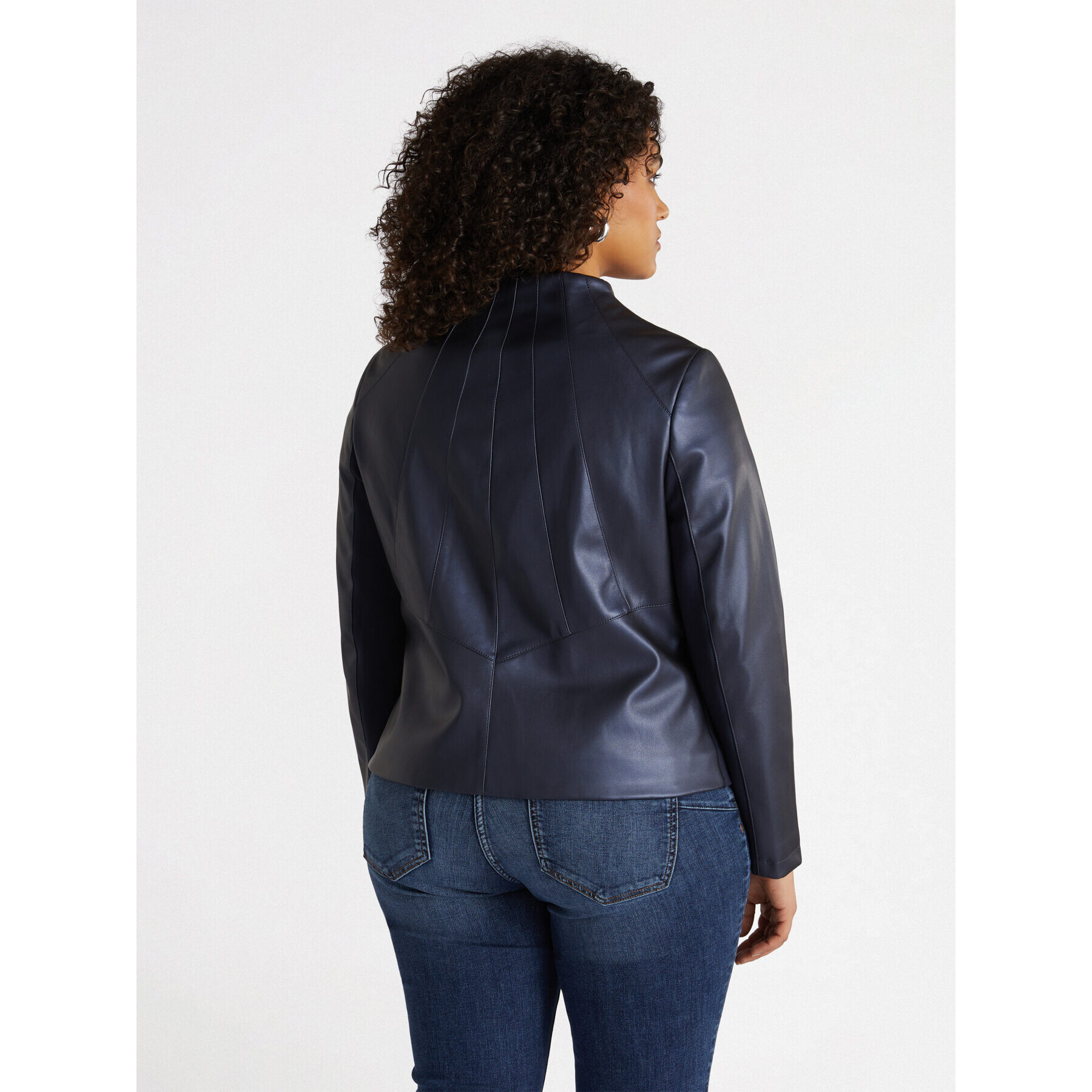 Fiorella Rubino - Chaqueta biker de tejido laminado - Azul