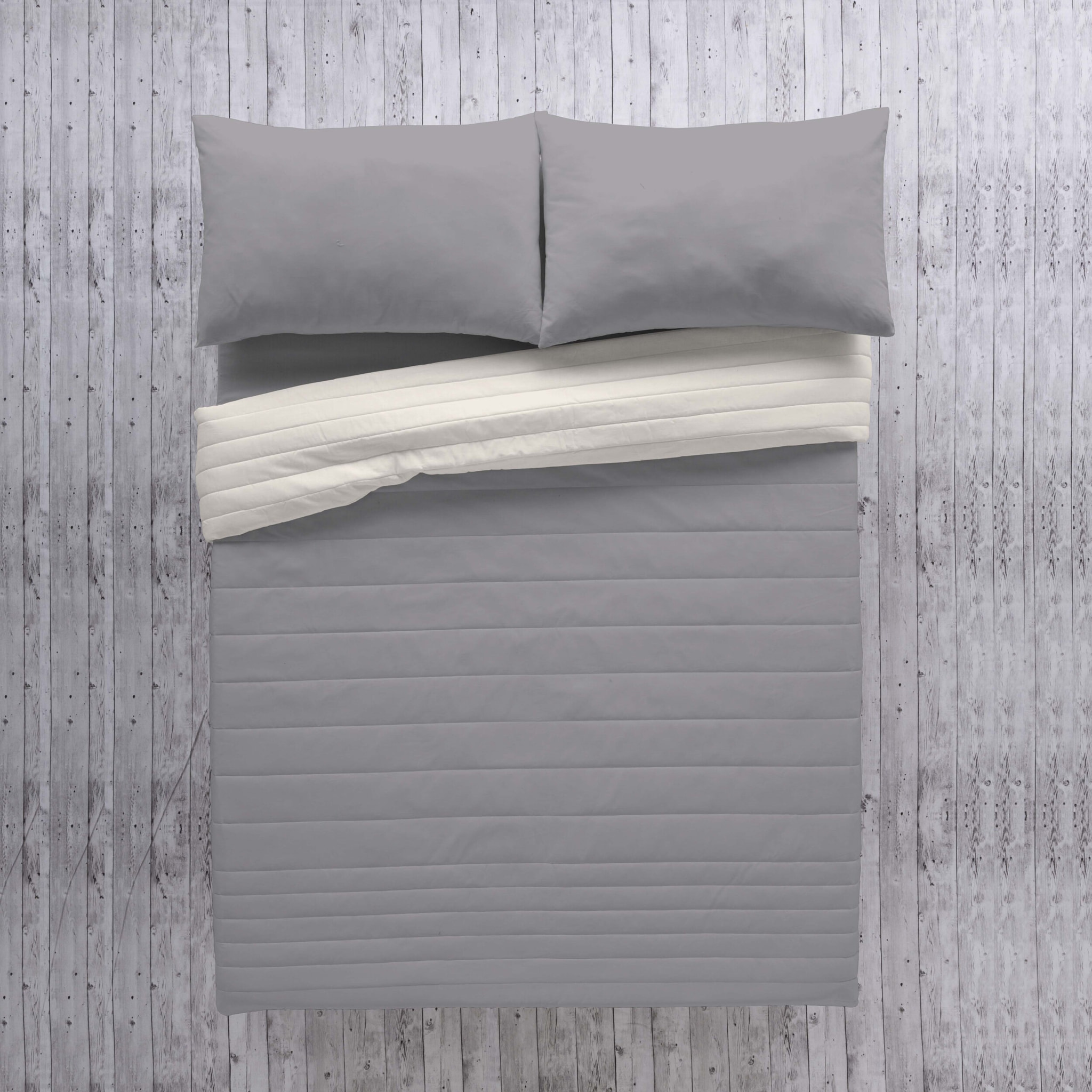 Icehome - Colcha Bouti - Lisa - Reversible - 100% Microfibra - 70 gr/m² - L.807 Gris/L.198 Piedra