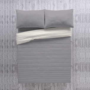 Icehome - Colcha Bouti - Lisa - Reversible - 100% Microfibra - 70 gr/m² - L.807 Gris/L.198 Piedra
