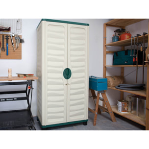 Armoire jardin "Bali" - 74 x 43 x 157 cm - Vert et beige