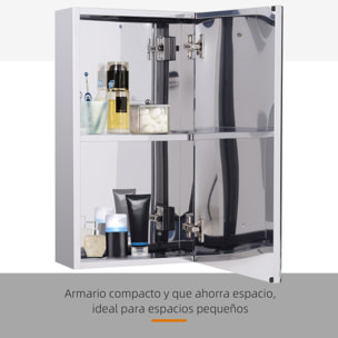 Armario de Baño con Espejo Puerta 2 Estantes de Almacenamiento 30x14x55 cm Plata