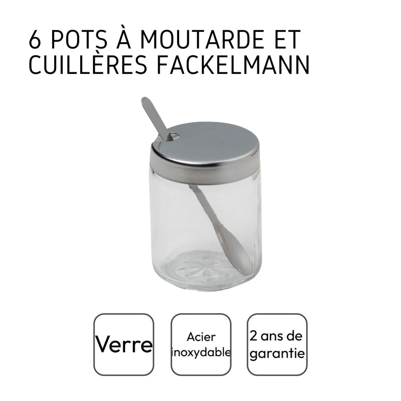 Lot de 6 pots à moutarde avec cuillère Fackelmann