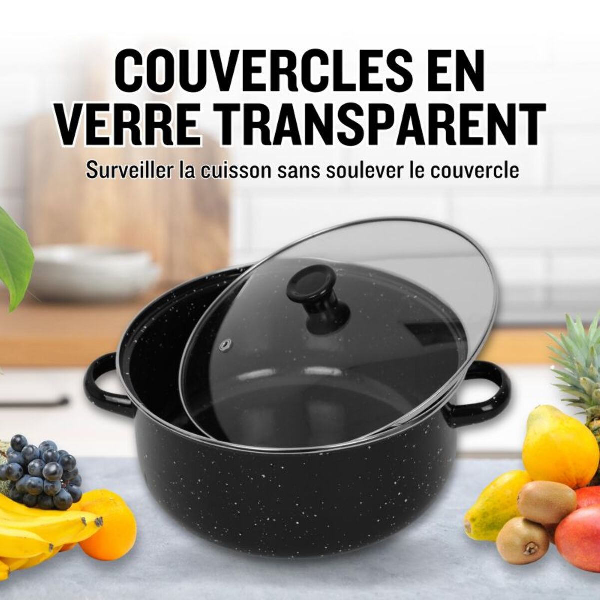 Ensemble 10 pieces marmites et cocottes de cuisine avec couvercle en verre Herzberg HG04128