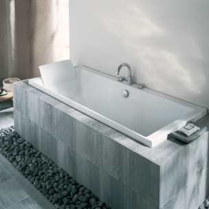 Lot baignoire droite 170 X 80 Evok + pare-bain noir mat