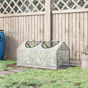 Mini serre de jardin serre à tomates 120 x 60 x 60 cm 2 fenêtres zippées enroulables acier thermolaqué PE haute densité blanc