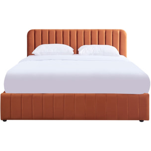 Lit coffre avec tête de lit en velours - AVA