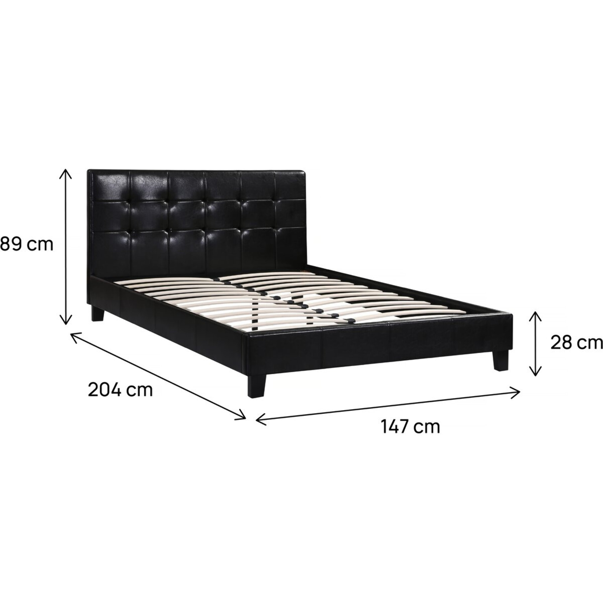 Lit double en pvc "Julia" - 140 x 190 cm - Noir