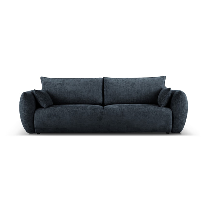Canapé convertible avec coffre de rangement "Matera" 3 places en chenille bleu roi