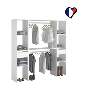 Dressing blanc 2 penderies, 6 étagères, 2 tiroirs MATIGNON