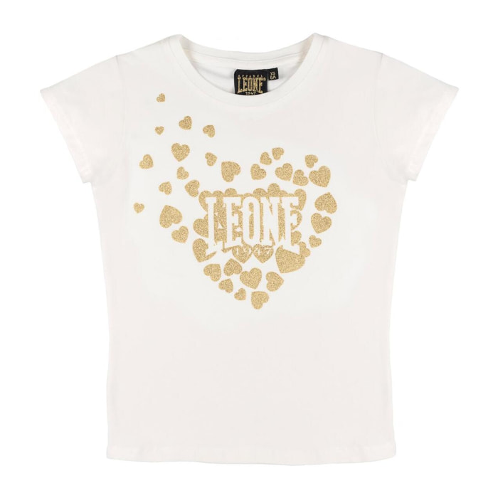 T-shirt da bambina a manica corta con stampa glitter Leone 1947 Gold