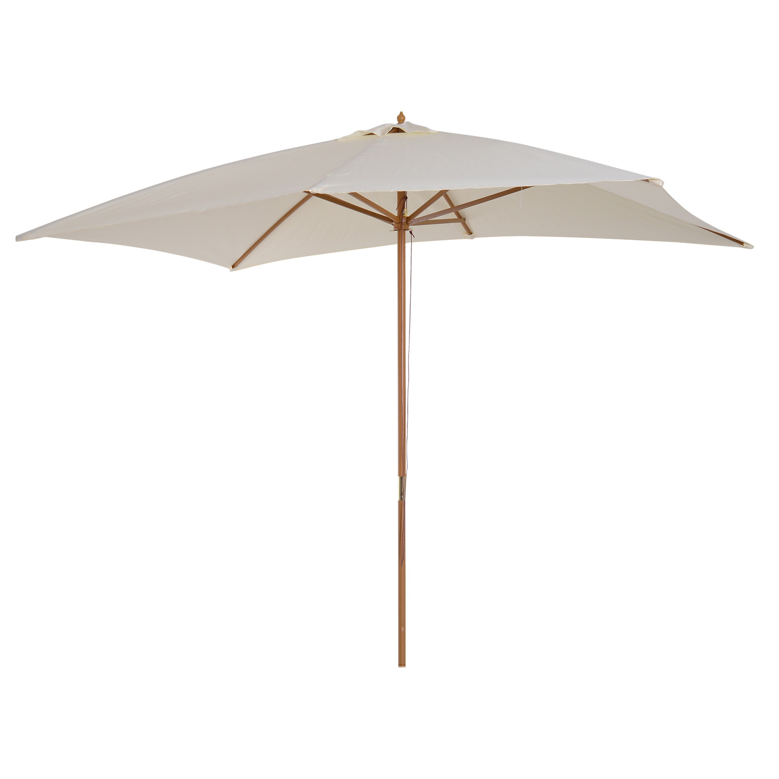 Parasol droit rectangulaire bois polyester haute densité 2,95L x 2l x 2,55H m crème