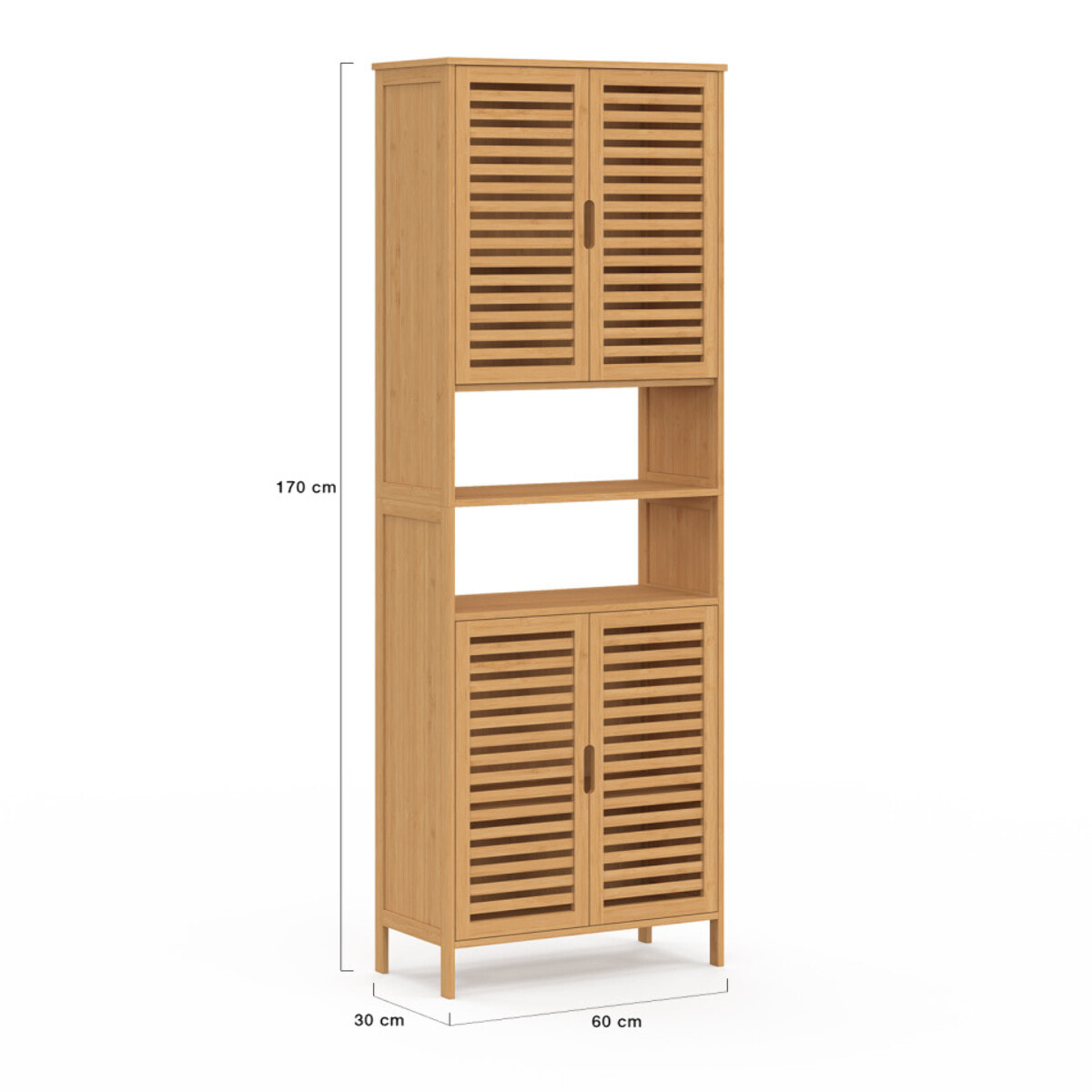Armoire salle de bain Maya bambou 4 portes