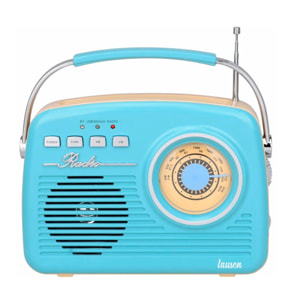 LAUSON RA142 RADIO VINTAGE AZUL CREMA ANALÓGICA CON ALTAVOZ INTEGRADO 2W AM/FM BATERÍA RECARGABLE BLUETOOTH USB SD