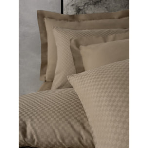 Parure housse de couette et taie(s) d'oreiller coton uni jacquard