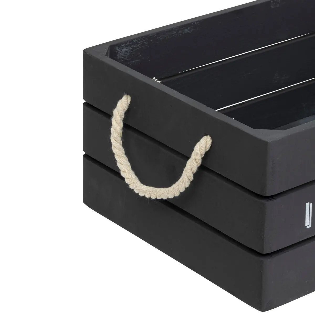 Lot de 3 cagettes bois "Denys" L23/29/35cm gris