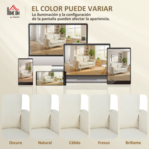 Sofá de 2 Plazas, Tapizado en Pana, Sofá Moderno con Acolchado y Respaldo Grueso, Cojines de Resortes, Patas de Madera, para Dormitorio, Oficina, Sala de Estar, 134x74x84 cm, Blanco Crema
