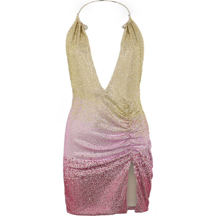 PHILIPP PLEIN Open Back Mini Dress Piercing Strass