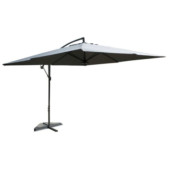 Parasol LED déporté carré 3x3m gris DAVAGNA
