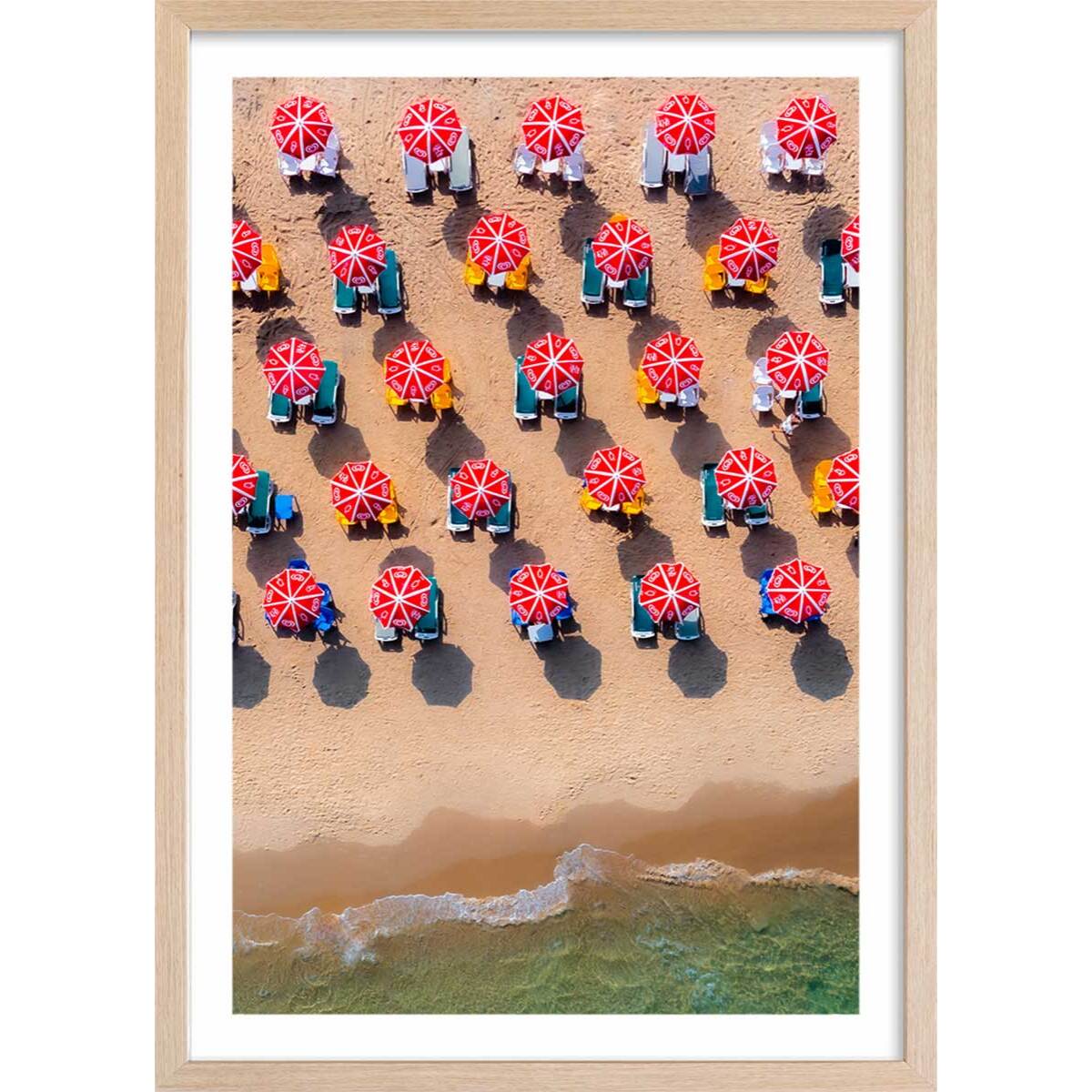 Poster cherry sun Affiche + cadre en bois - Chêne