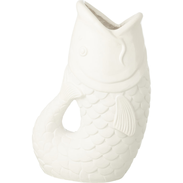 J-Line Cache-Pot Poisson Extérieur - polyrésine - blanc - large