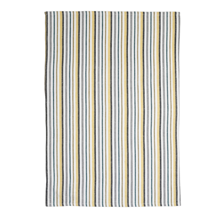 Torchons de cuisine rayures en coton - Jaune