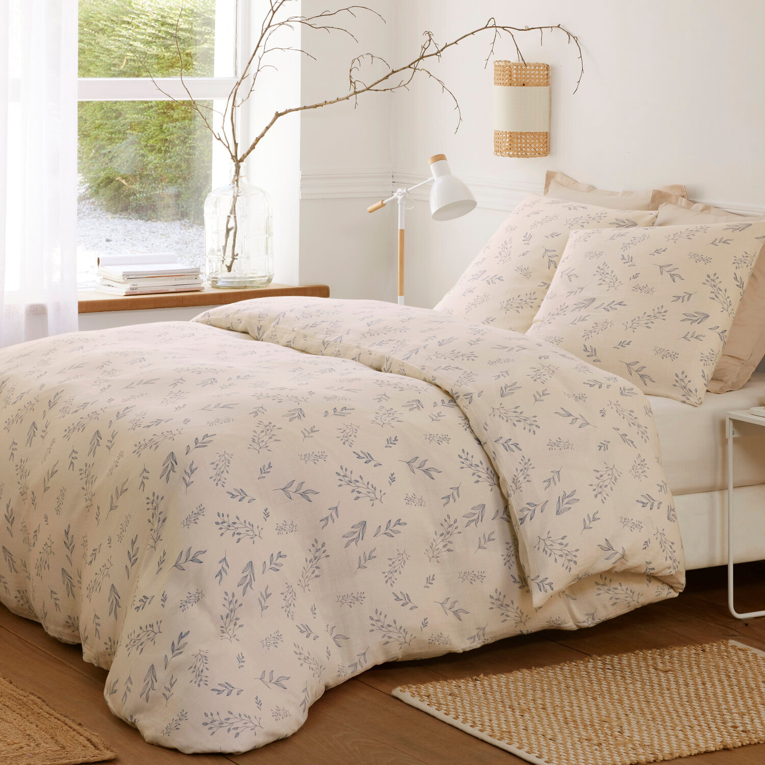 Parure housse de couette imprimé 100% gaze de coton - liveo