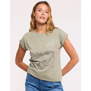 Camiseta Estampado Mariposa Caqui - Kalosama