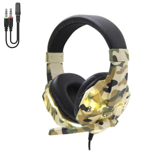 Headset SY830MV con luces led. Auriculares gaming con micro, conexión minijack para PC, portátil, PS4, Xbox One, móvil, tablet. Control de Volumen