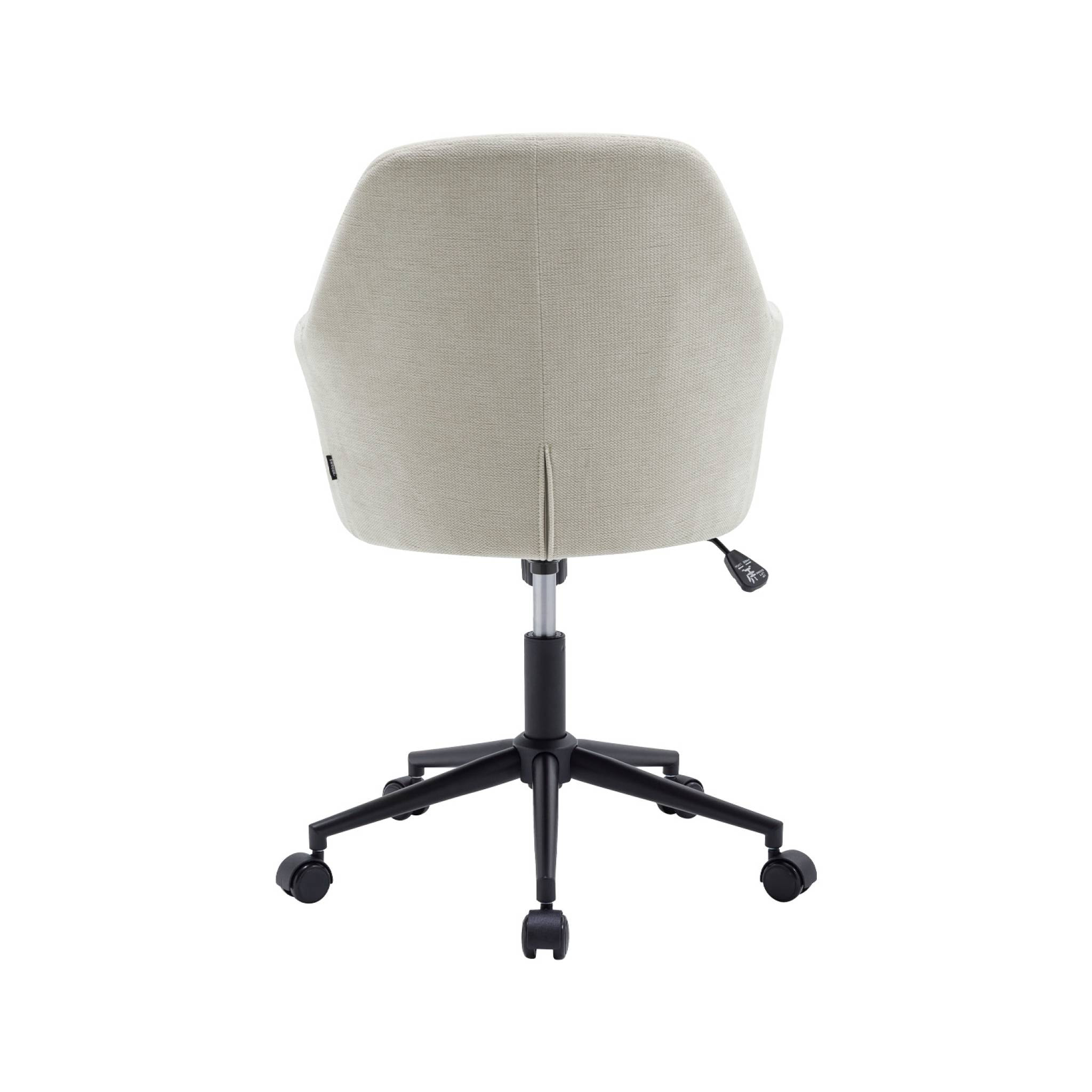 Chaise de bureau à roulettes ajustable métal et tissu beige - L 57 x P 57 x H 85/94.5cm - Stan
