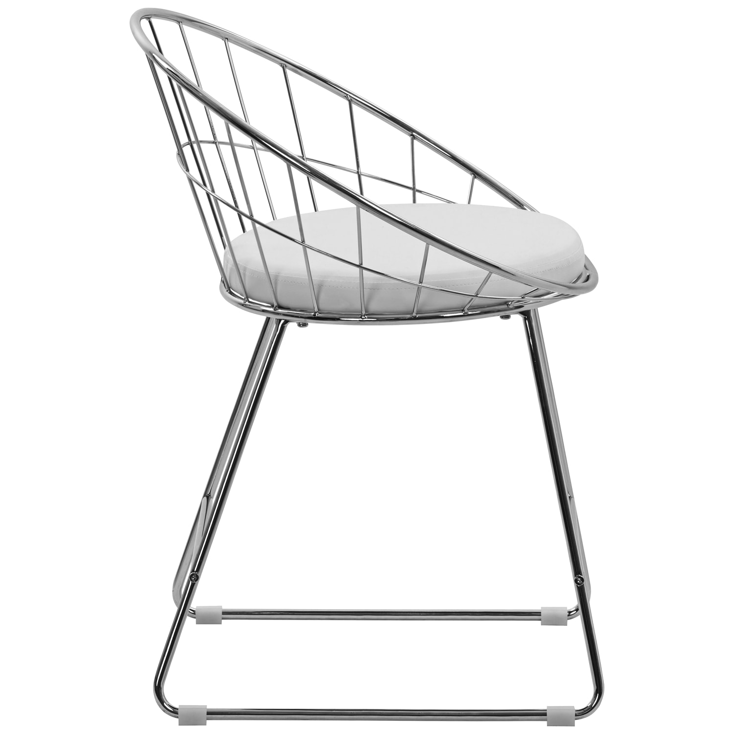 Lot de 2 chaises en métal chromé et coussin blanc ALEX