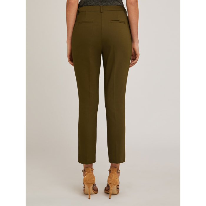 Motivi - Pantalón regular de tejido técnico - Verde militare