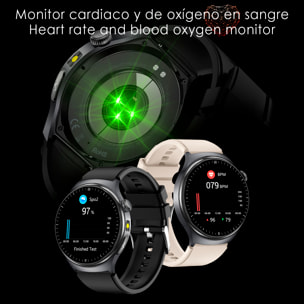 Smartwatch TK27. Llamadas Bluetooth con funciones avanzadas de salud: medición de glucosa, lípidos y ácido úrico, temperatura corporal, ECG, micro examen físico y composición corporal.