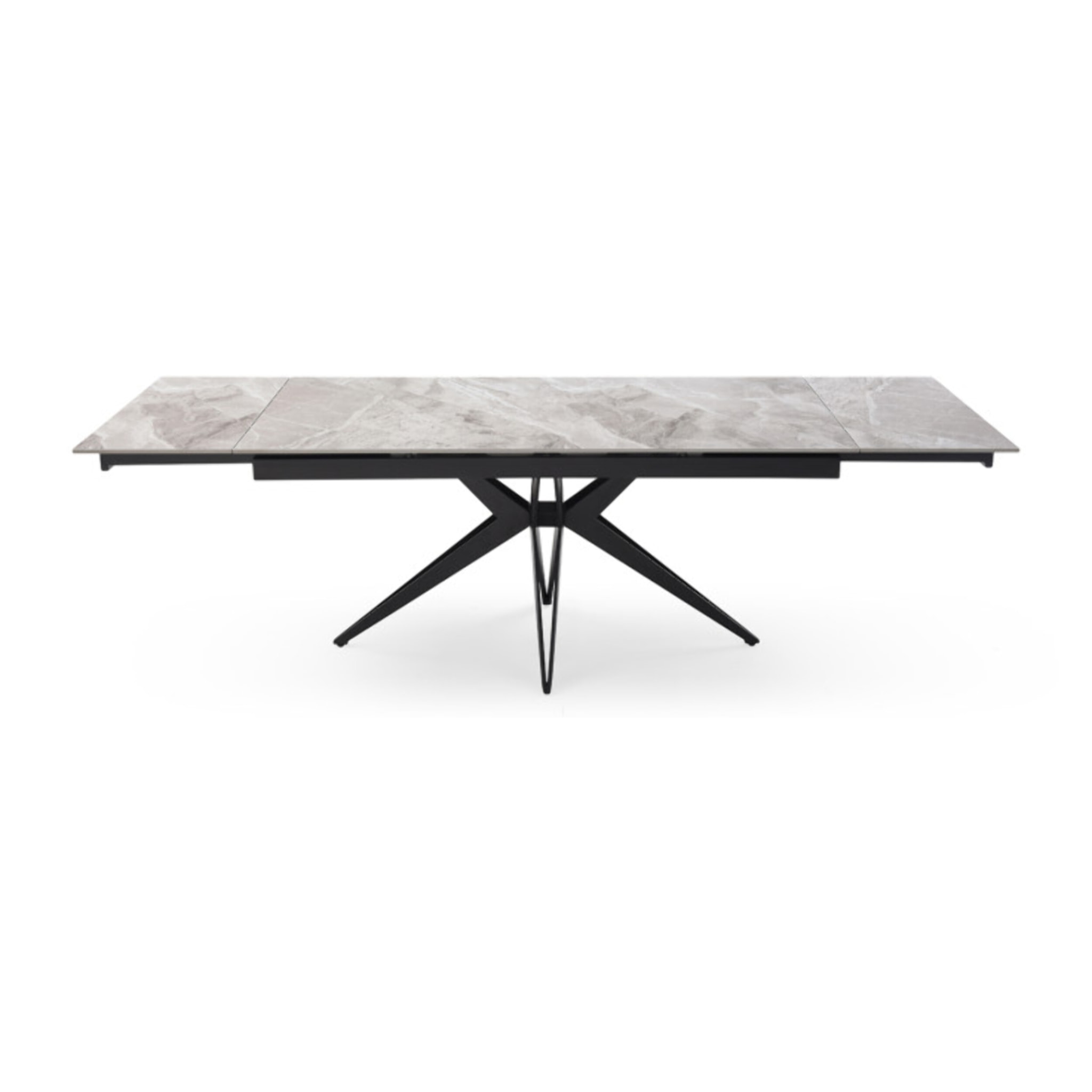 Table extensible céramique gris marbré 180/260 cm - 8 piètements - UNIK