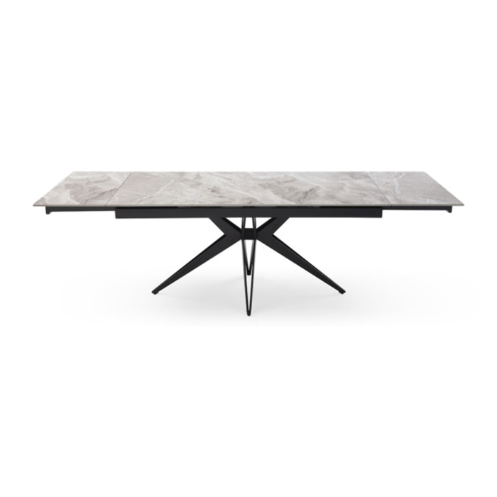Table extensible céramique gris marbré 180/260 cm - 8 piètements - UNIK