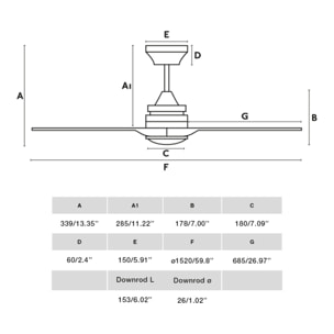 ALO L Ventilador de techo blanco/maderaCCT