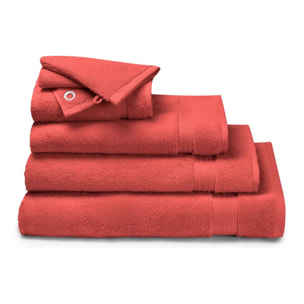 Gant de toilette pur coton 550 g/m² uni rose Elea corail