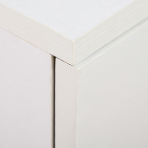 Support d'imprimante organiseur bureau caisson 2 portes avec étagère grand plateau panneaux particules blanc