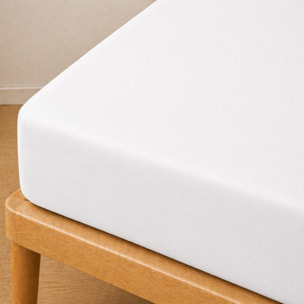 Parure de draps 100% coton uni blanc - essentiel