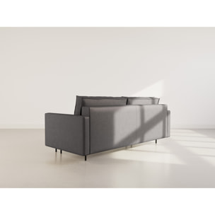 Charlie - Canapé droit 3 places convertible avec coffre en simili - Gris