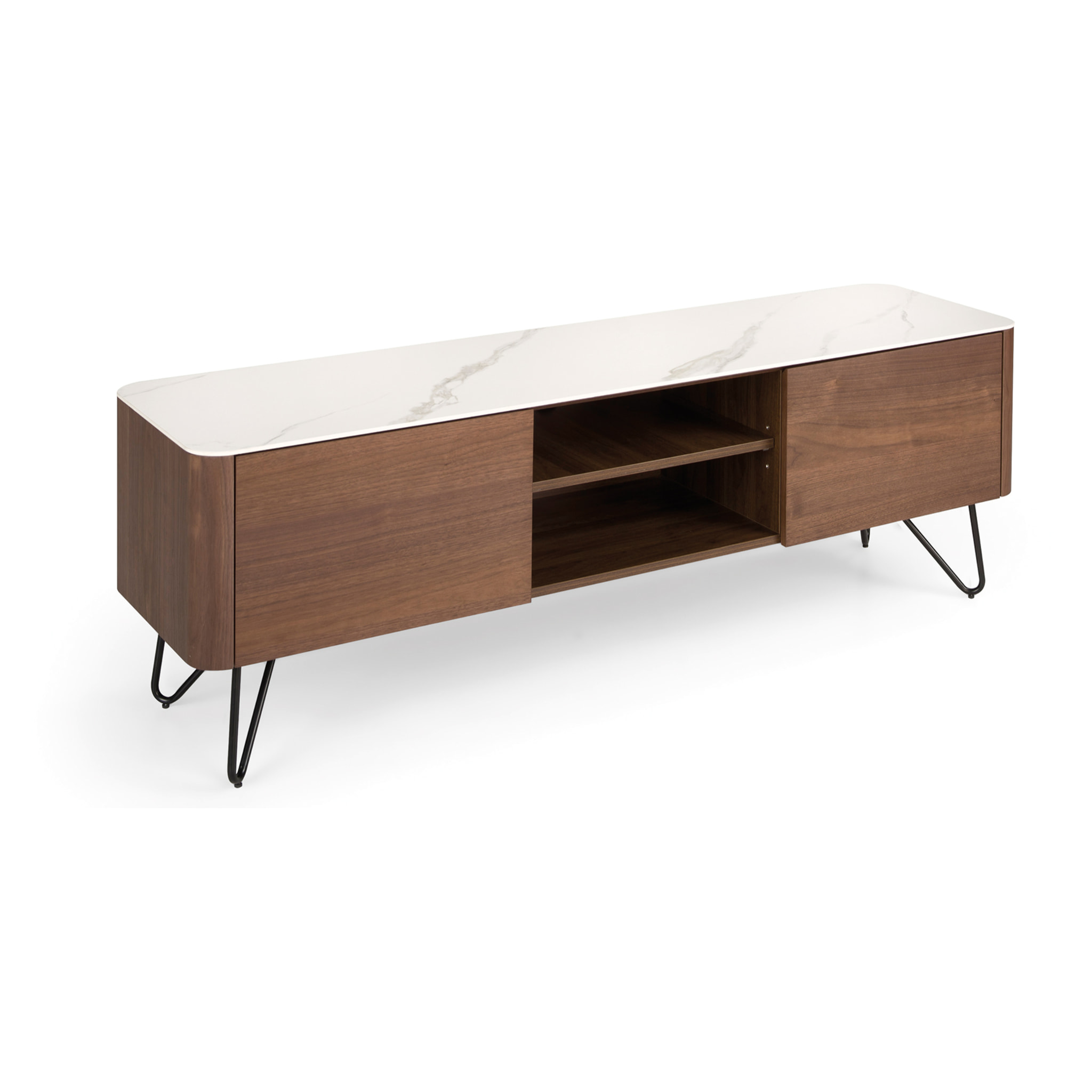 Mueble de TV – Nogal y mármol blanco