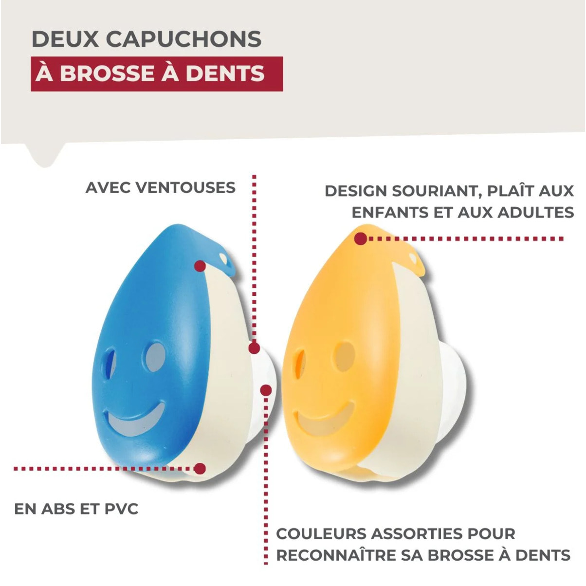 2 étuis de Protection pour Tête de Brosse à Dents Fackelmann Tecno