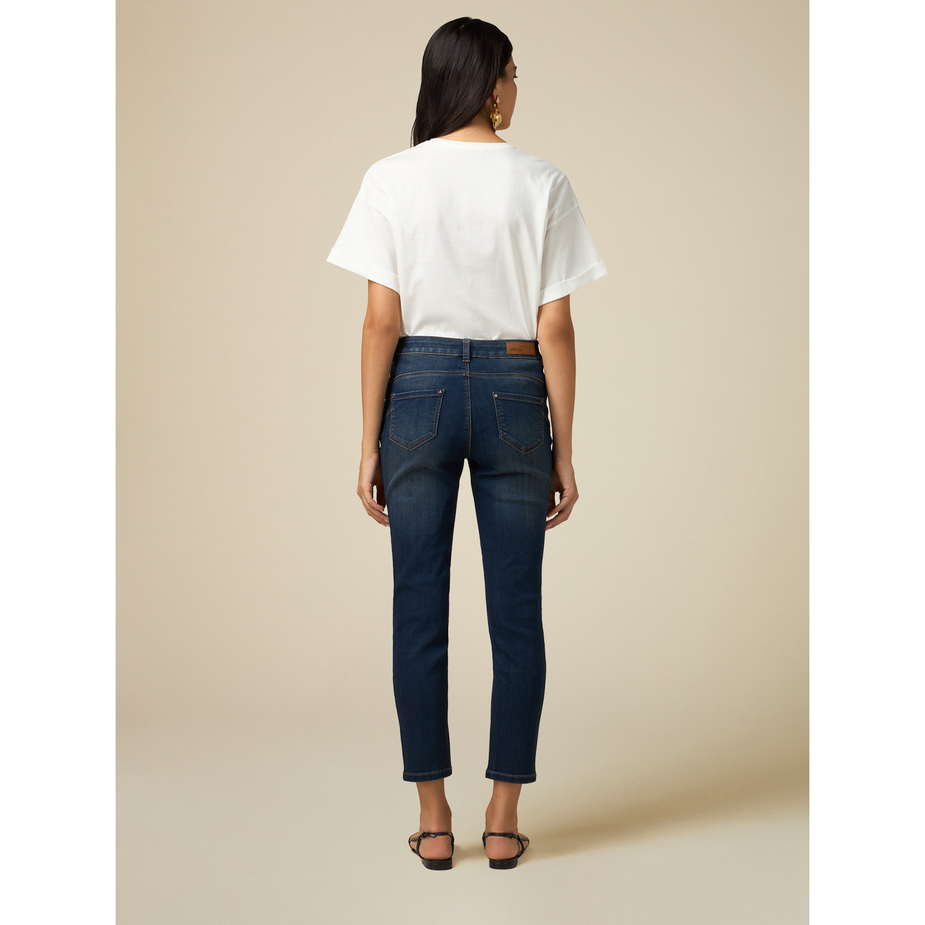 Oltre - Jeans skinny con bottone gioiello - Blu