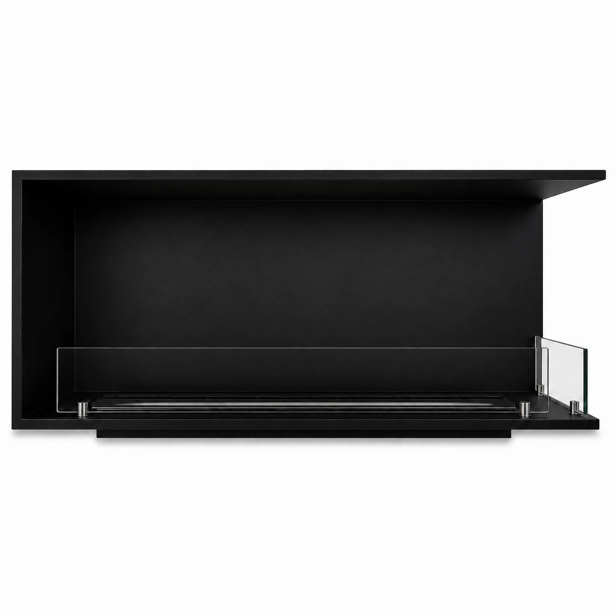 Urano 120 - Camino a Bioetanolo da Incasso Angolare Destro 120x50x30 cm con Bruciatore 3lt in Acciaio
