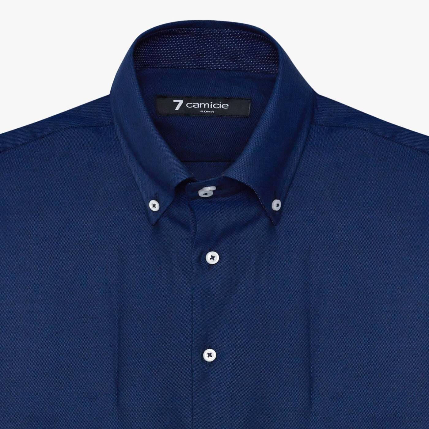 Camicia Uomo 2 Bottoni Button Down Slim Oxford unito Blu