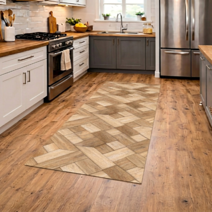 CASSESE HOME Passatoia/Tappeto Bordato in Poliestere con Retro Antiscivolo in PVC Made in Italy_Dec.1080