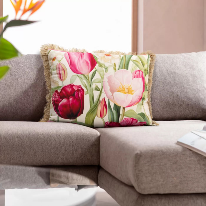 Coussin à franges tulipes Kare Design